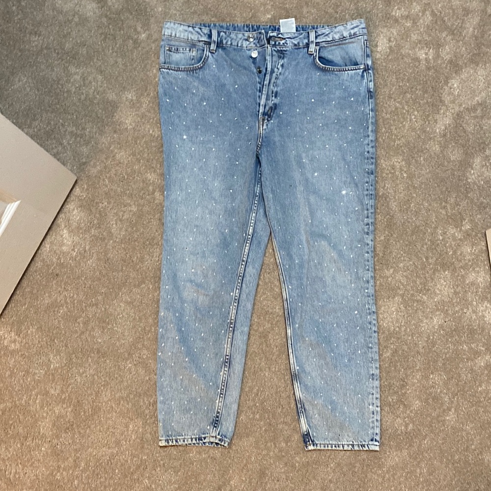 H&M Rhinestone Mom Jeans, Size 14, worn once